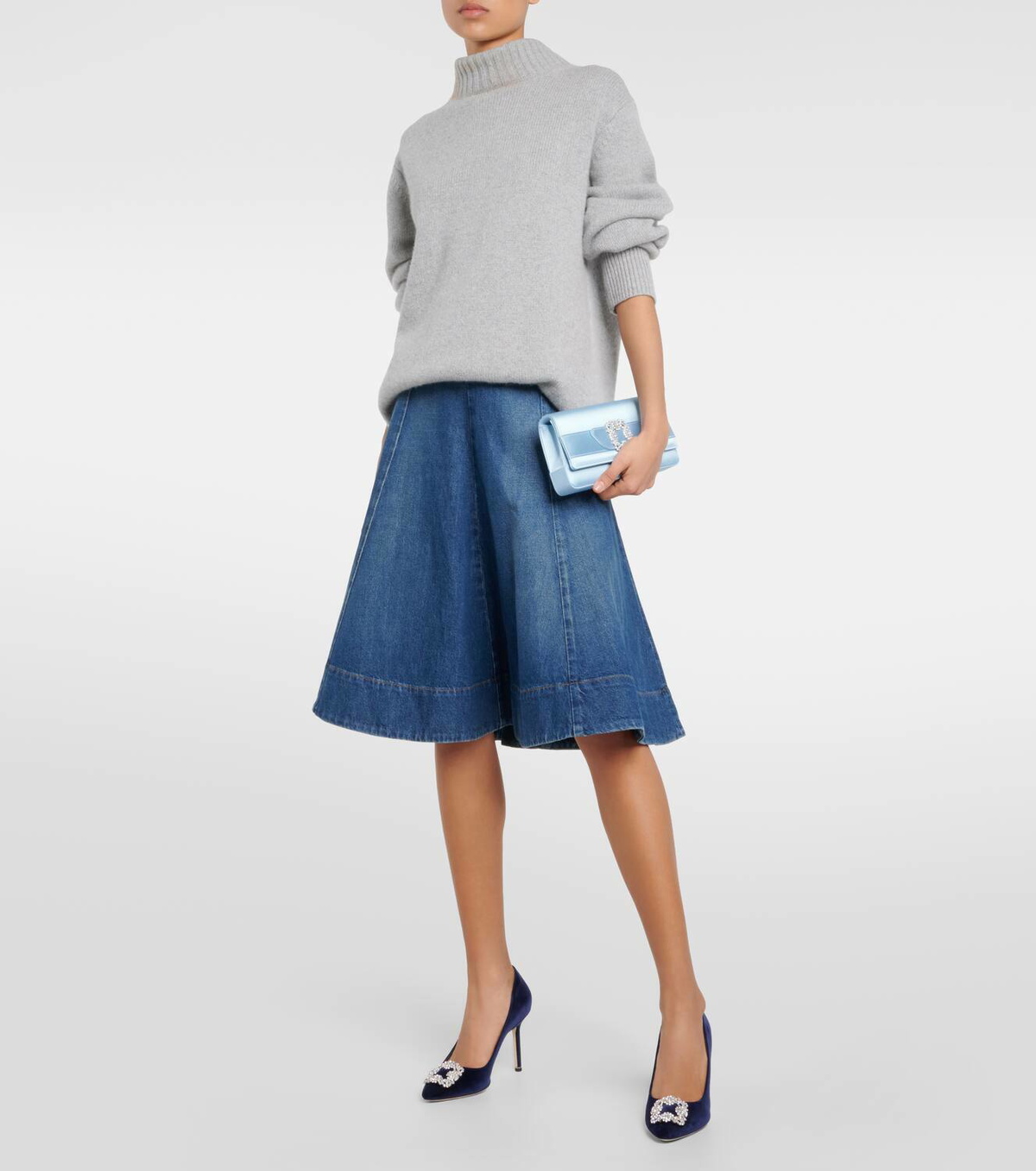 Manolo Blahnik Gothisi embellished satin clutch