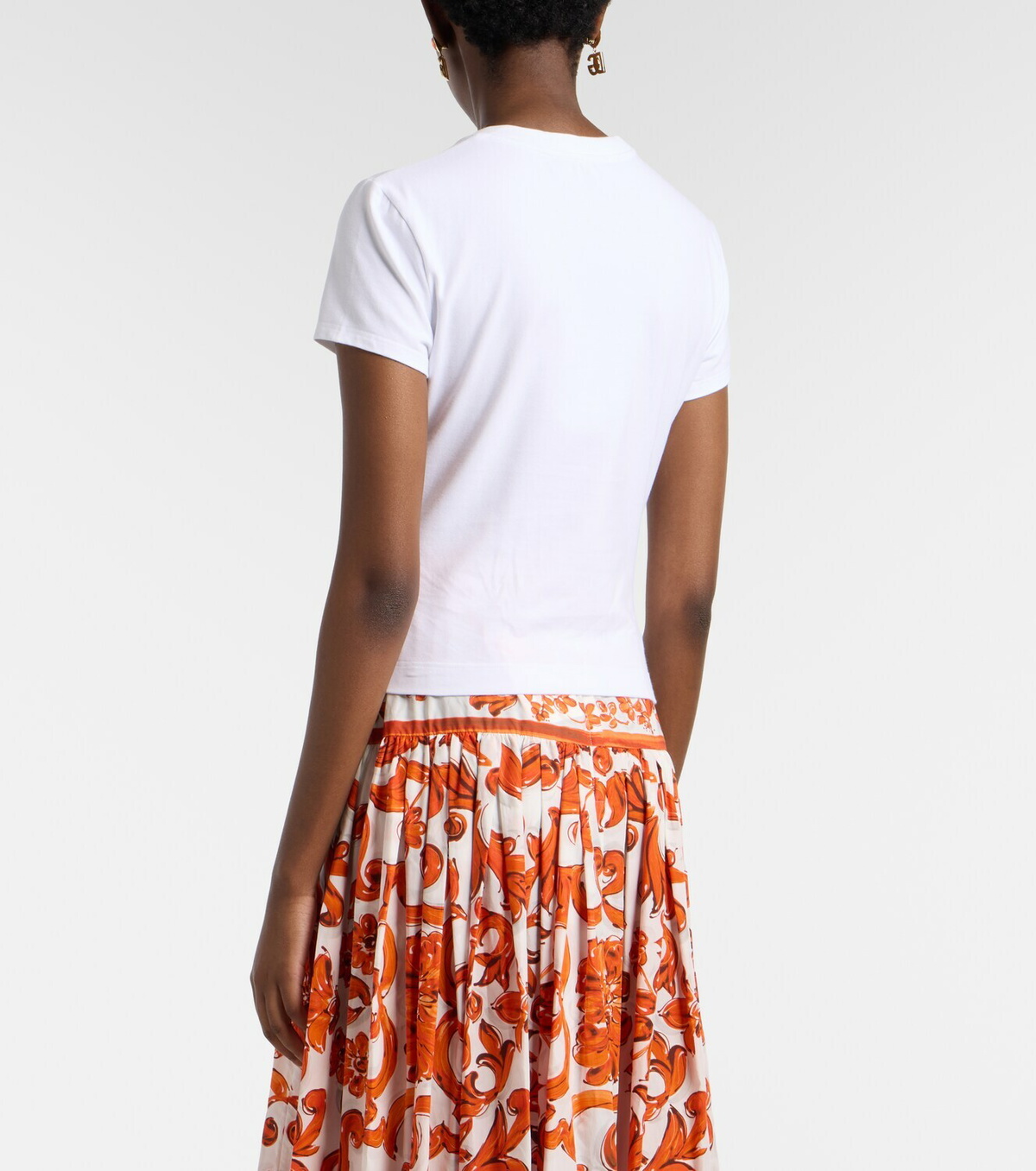 Dolce&Gabbana Embroidered cotton-blend jersey T-shirt
