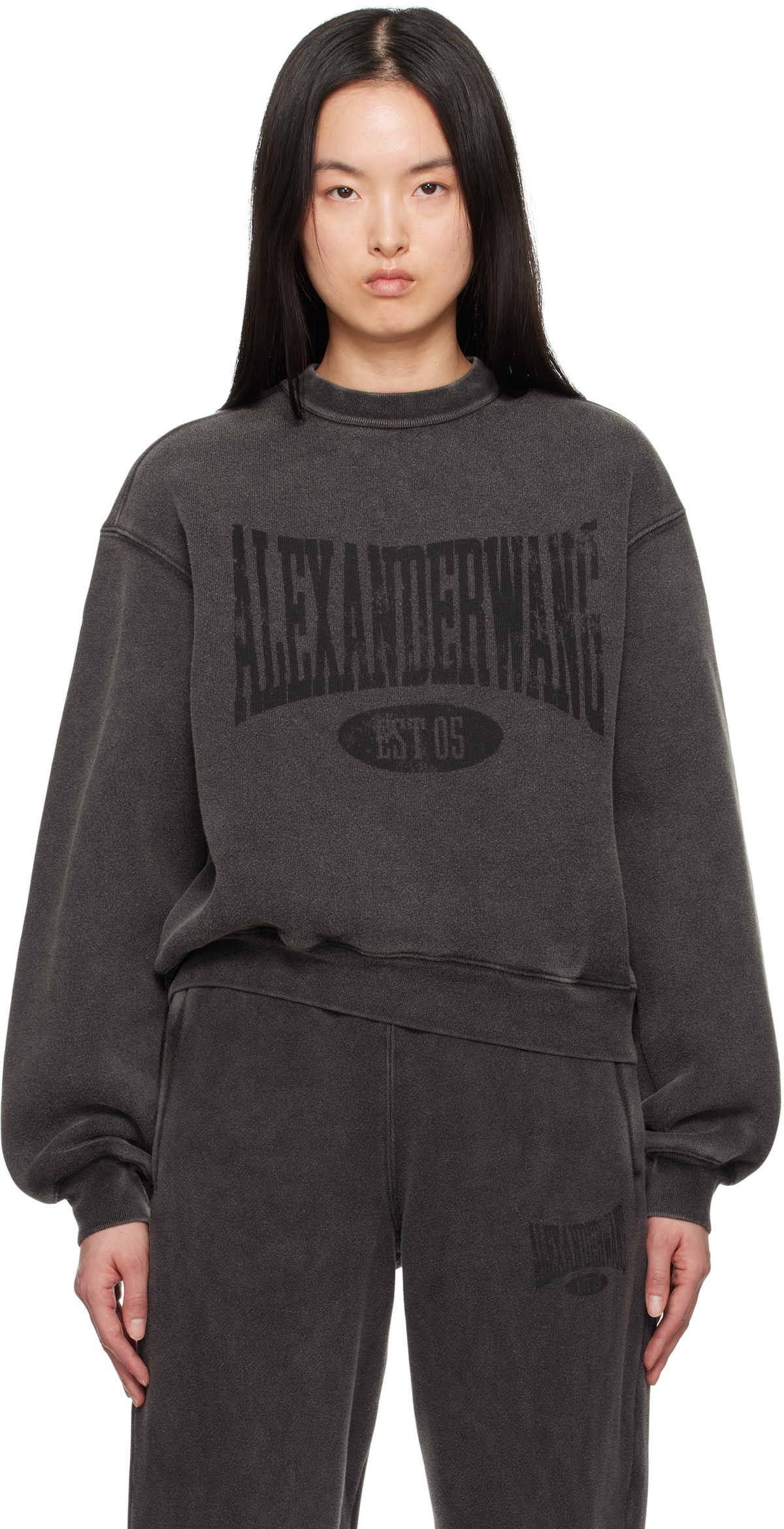 alexanderwang.t Black Distressed Logo Sweatshirt