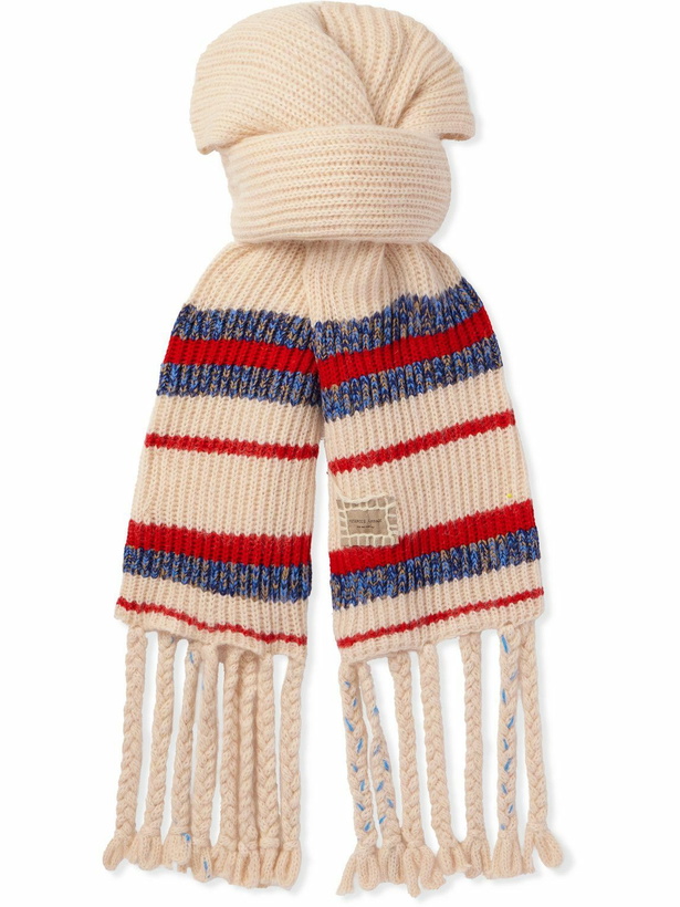 Photo: Federico Curradi - Fringed Striped Ribbed Wool-Blend Scarf