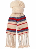 Federico Curradi - Fringed Striped Ribbed Wool-Blend Scarf