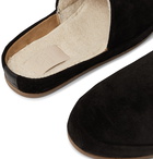 Mulo - Shearling-Lined Suede Slippers - Black