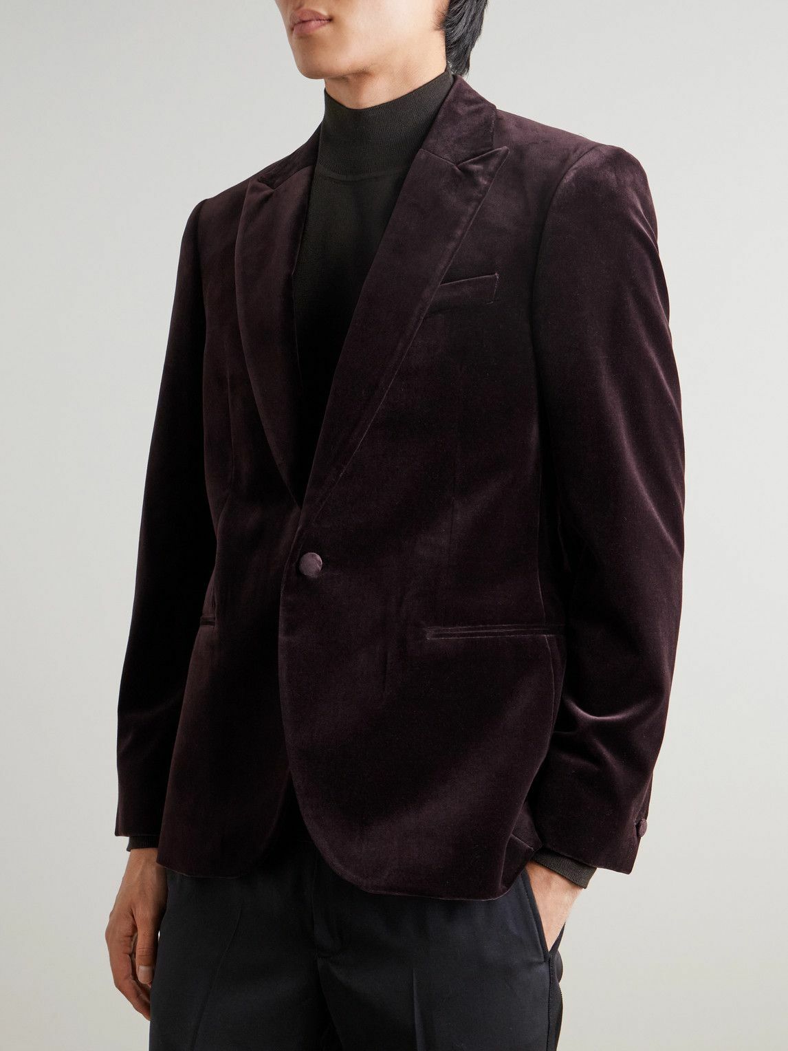 Mr P. - Slim-Fit Cotton-Velvet Tuxedo Jacket - Brown