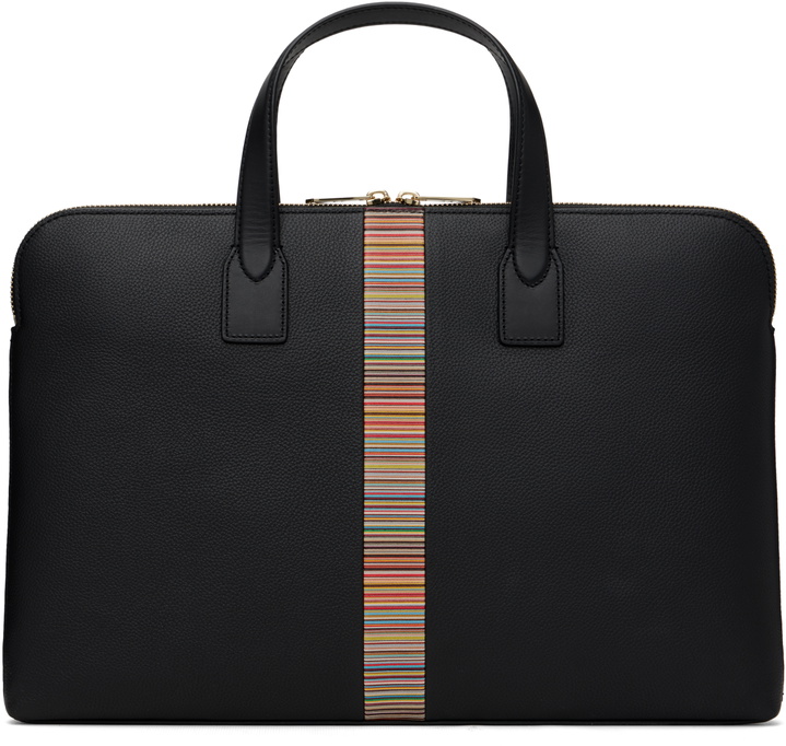 Photo: Paul Smith Black 'Signature Stripe' Slim Folio Briefcase