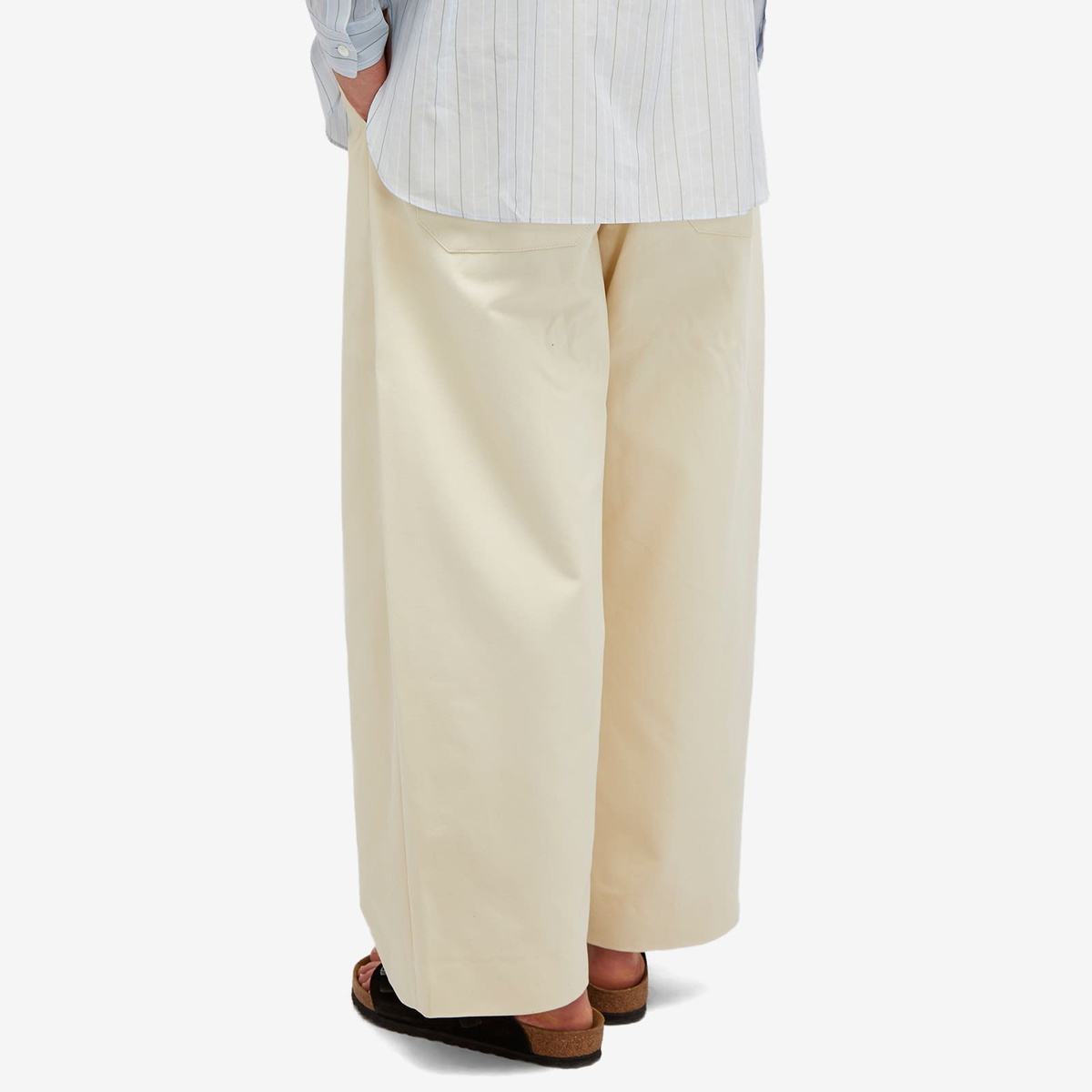 Studio Nicholson Men's Sorte Deep Pleat Volume Twill Pants in Cream