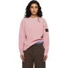 Stone Island Pink 5100033 Plated Rib Cotton Bouclé Sweater