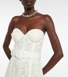 Costarellos Sharie belted lace bustier gown
