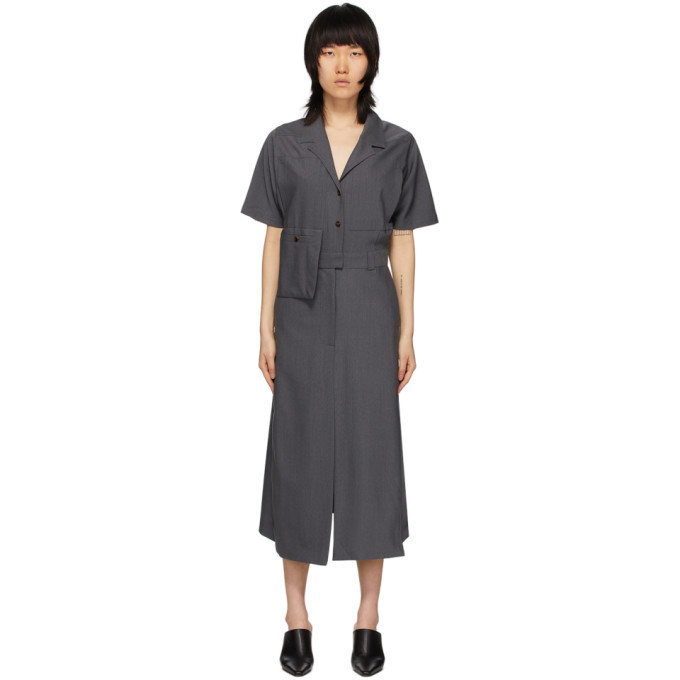 Eftychia Grey Front Slit Dress
