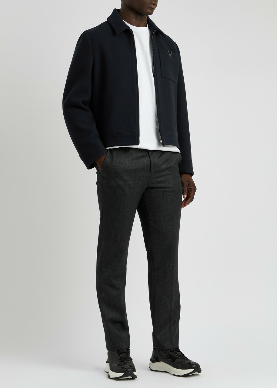 未使用★VALENTINO最高級ライン★ヴァージンウール★ブルゾン★ジャケット Valentino VLogo Wool Jacket Navy Valentino