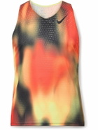 NIKE RUNNING - Aeroswift Elite Entry Slim-Fit Printed Dri-FIT ADV Mesh Tank Top - Orange