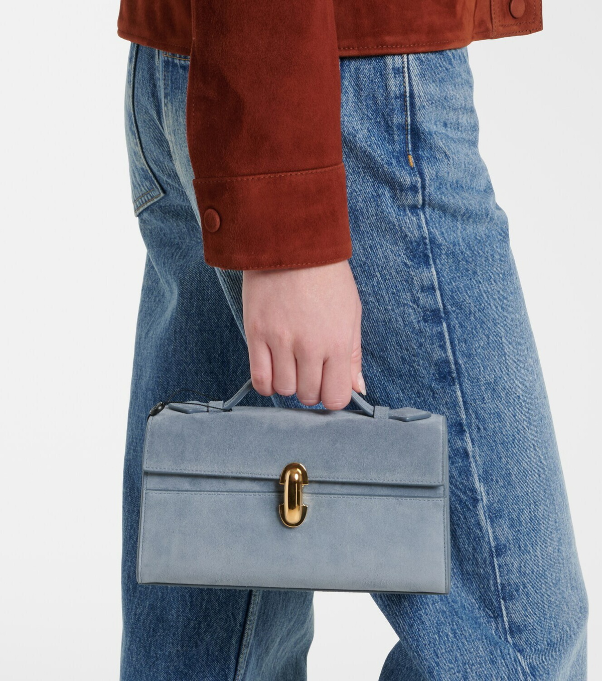 Savette Symmetry Pochette Mini suede top-handle bag