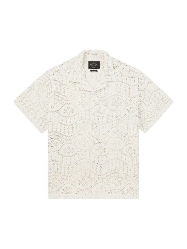 Photo: Portuguese Flannel - Camp-Collar Crocheted Cotton-Blend Shirt - Neutrals