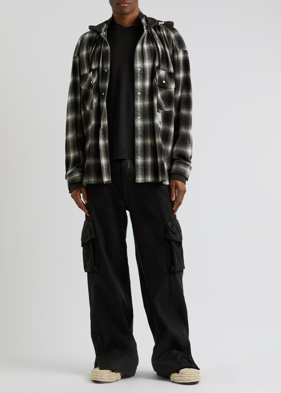 Maison Mihara yasuhiro Checked Hooded Flannel Shirt Black Maison