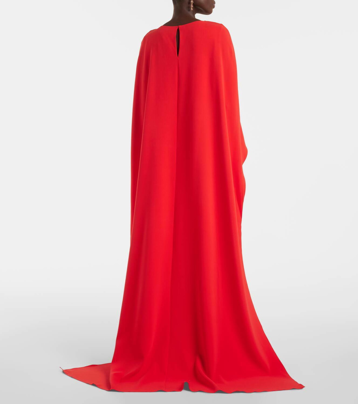 Oscar de la Renta Orchid embellished caped silk-blend gown