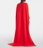 Oscar de la Renta Orchid embellished caped silk-blend gown