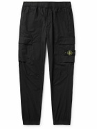 Stone Island - Tapered Garment-Dyed Cotton-Blend Cargo Trousers - Black