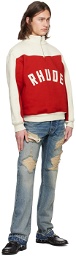 Rhude Red & Off-White Half-Zip Sweater