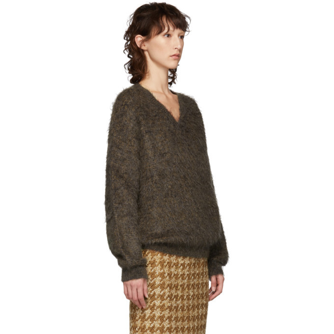 Miu Miu Brown Mohair V-Neck Sweater Miu Miu