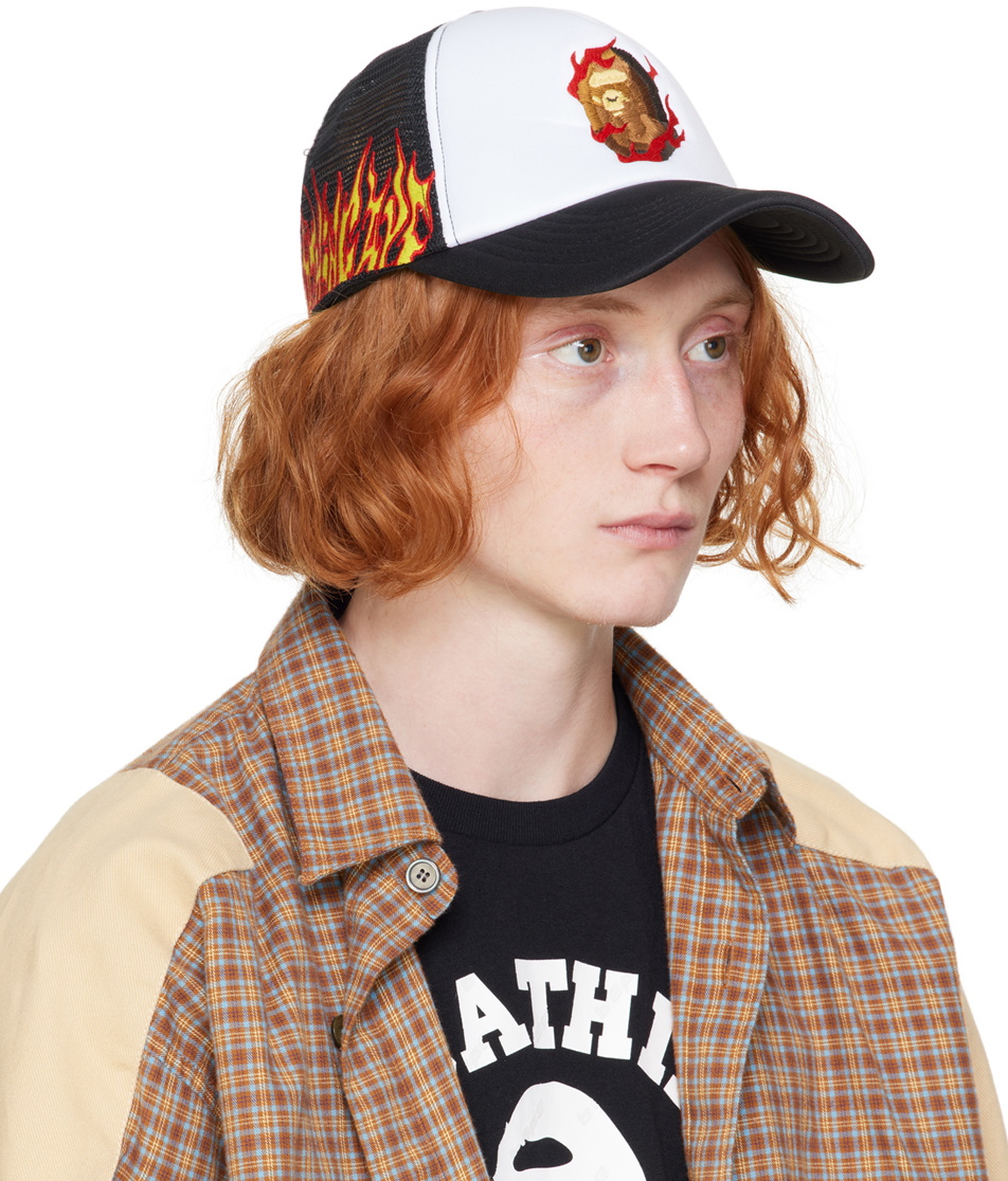 ＼半額SALE／ Fire Black BAPE Logo Ape Bathing A Cap Trucker 帽子