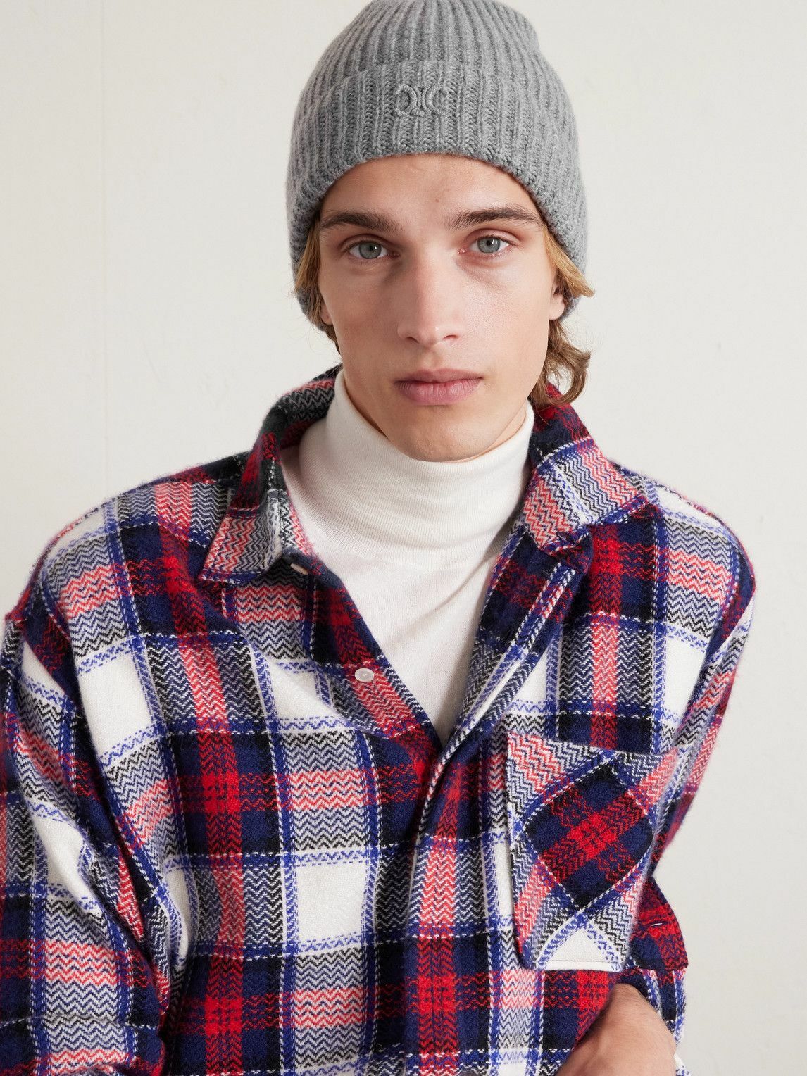 CELINE - Logo-Embroidered Ribbed Cashmere Beanie