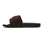 Givenchy Black and Red Glitter Flat Pool Slides
