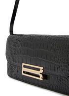 Victoria Beckham Dorian East-west Crocodile-effect Leather Clutch - Black - One Size