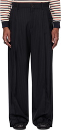 Khoki Navy Pinstripe-Pattern Trousers