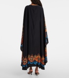 La DoubleJ Magic caped floral silk maxi dress