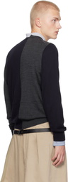 HODAKOVA Navy & Gray 'The Knitted Patch' Sweater