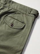 Rubinacci - Manny Straight-Leg Garment-Dyed Pleated Cotton-Twill Shorts - Green