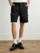 CELINE - Straight-Leg Distressed Cotton-Twill Cargo Shorts - Black