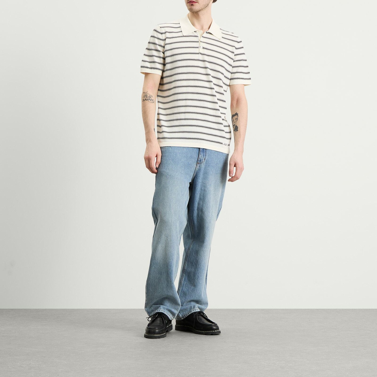 A.P.C. Men's Polo Shirt in Ecru/Black