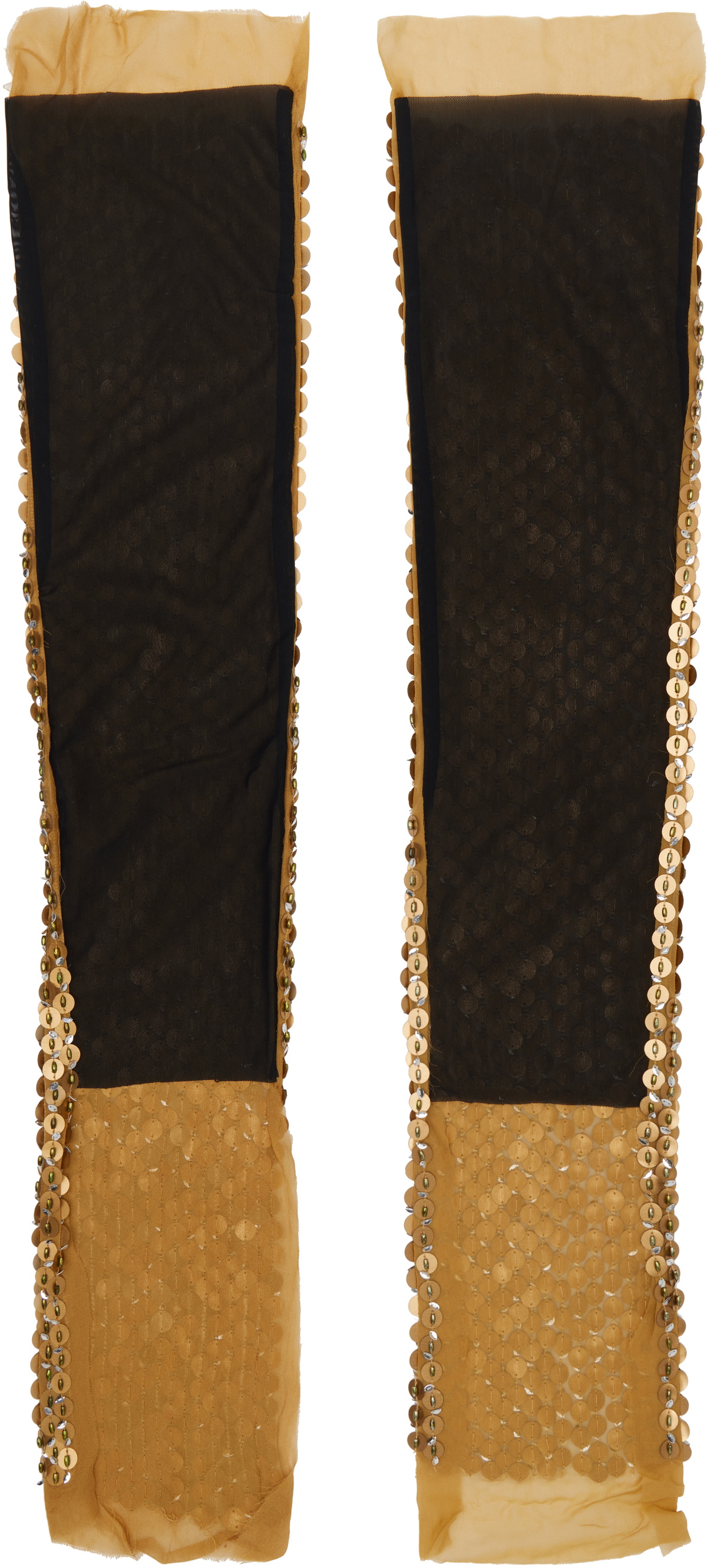 Edward Cuming Brown Hand Embroidered Sequin Leg Warmers