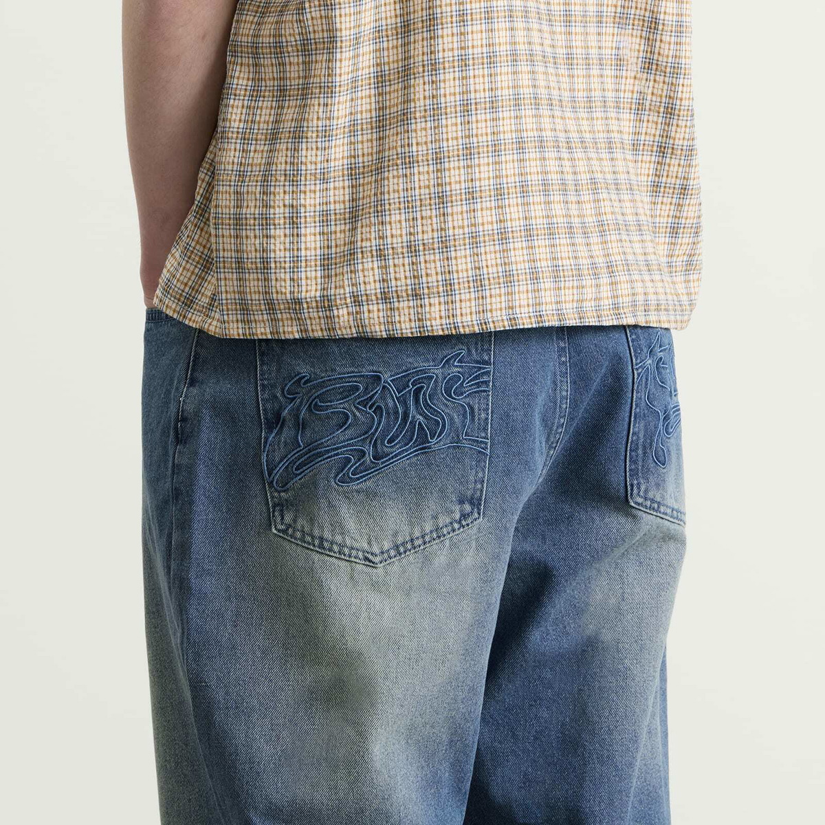 Butter Goods Men's Drummer Baggy Denim Jeans in Stone Wash Blue