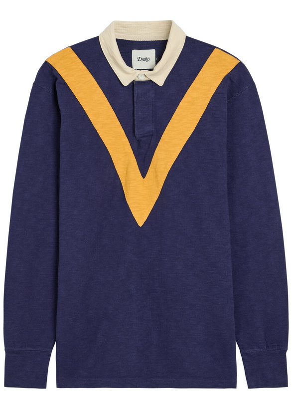 Photo: Drake's Panelled Cotton Rugby top Navy