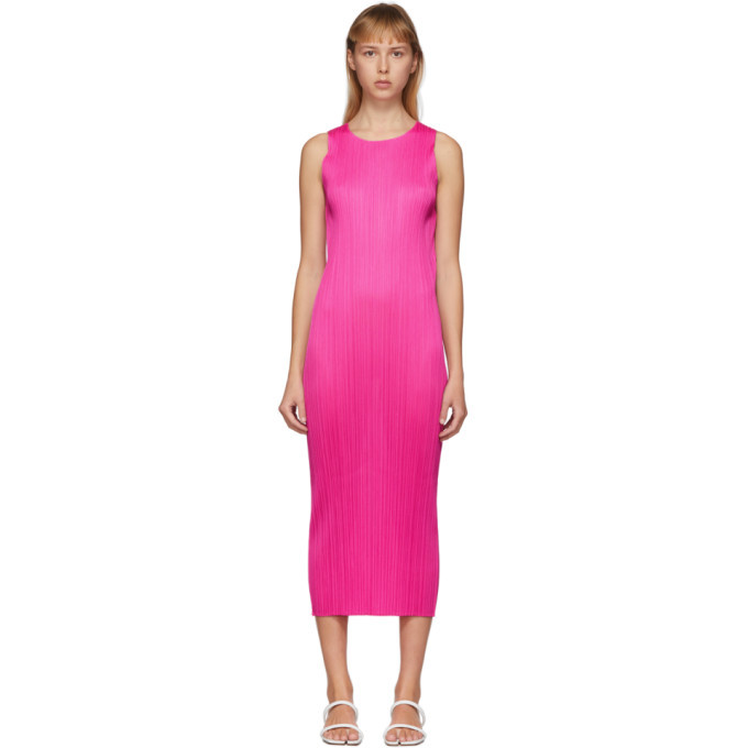 Pleats Please Issey Miyake Pink New Colorful Basics 2 Tank Dress