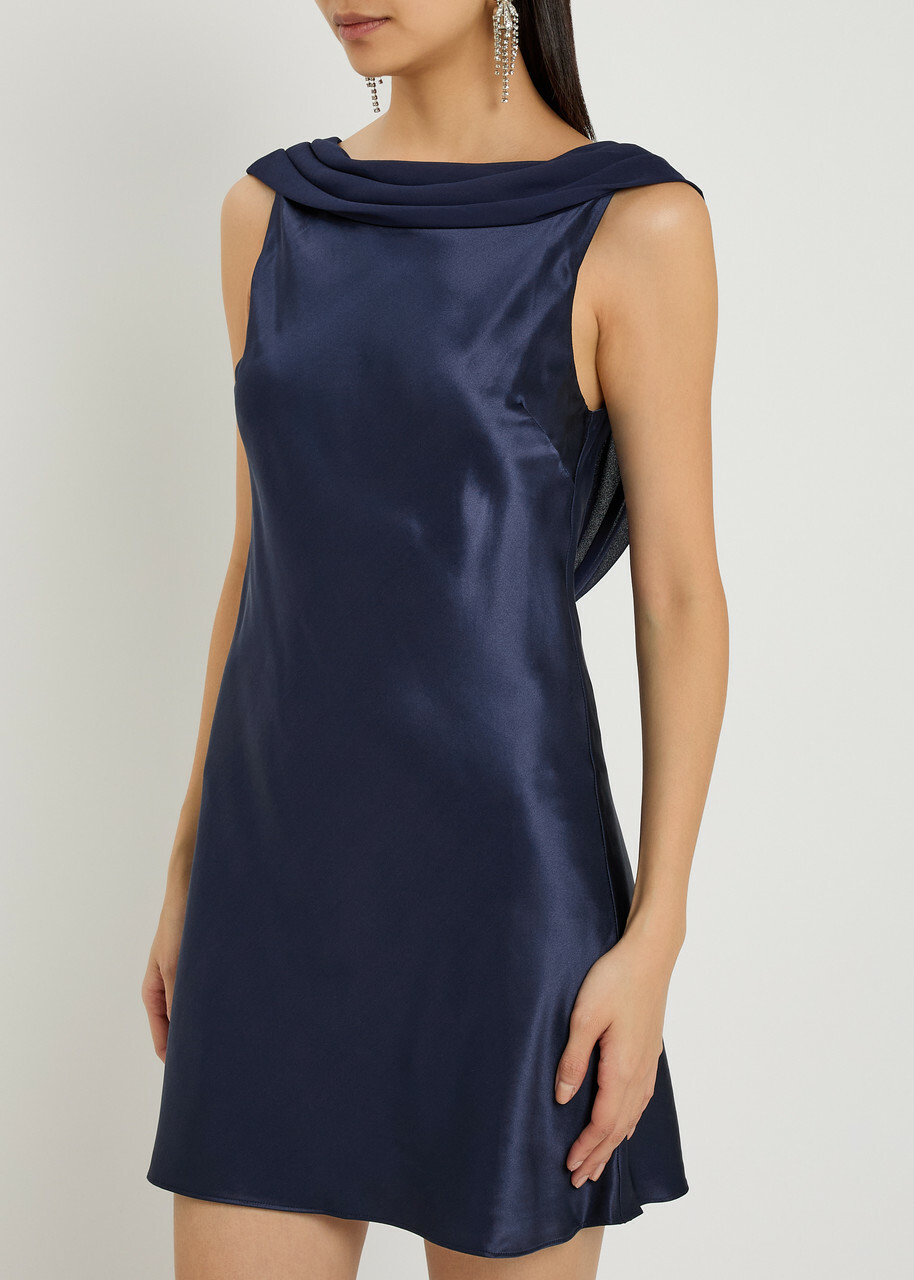 Reformation Jonelle Silk Mini Dress Navy