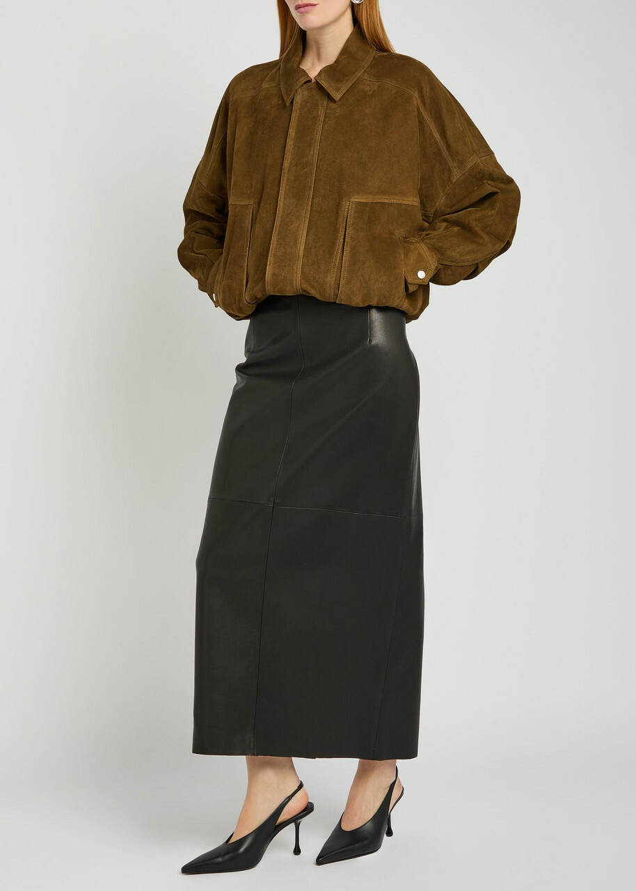 Nour Hammour Dalma Suede Jacket Dark Brown