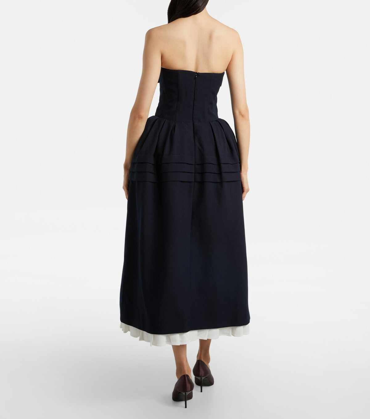Shushu/Tong Bow-detail wool and silk midi dress