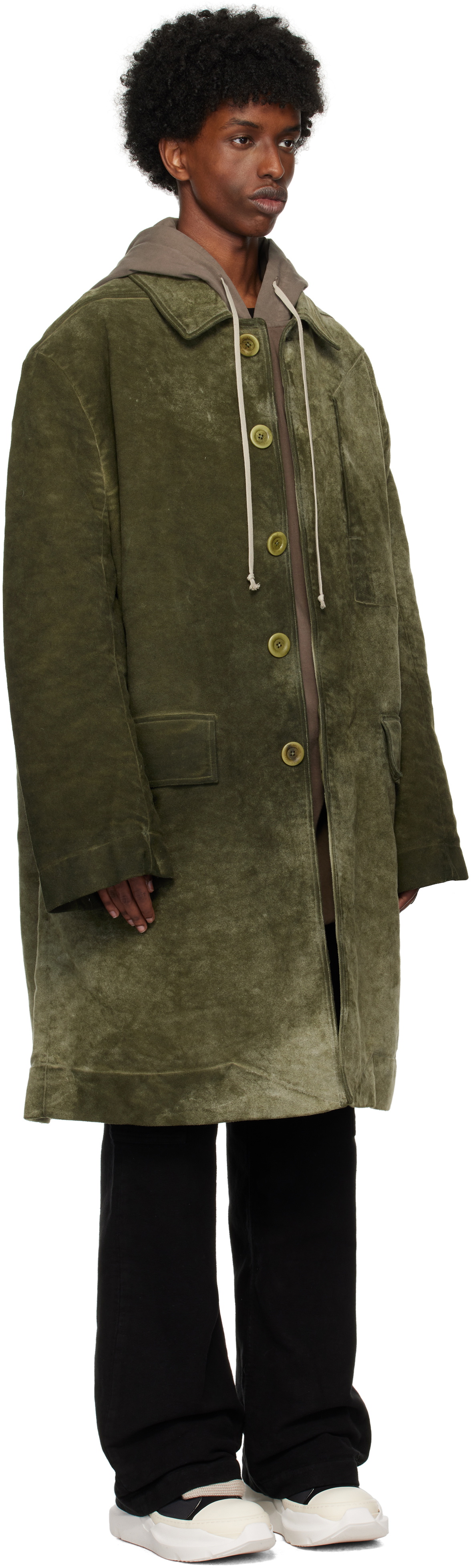 Rick Owens DRKSHDW Khaki Porterville Jumbo Mac Coat Rick Owens Drkshdw Rick Owens DRKSHDW Khaki Porterville Jumbo Mac Coat Rick Owens Drkshdw