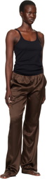 TOM FORD Brown Stretch Silk Satin Pyjama Pants