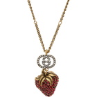 Gucci Red Crystal Strawberry Necklace