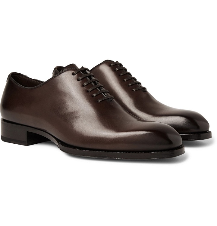 Photo: TOM FORD - Elkan Whole-Cut Polished-Leather Oxford Shoes - Brown
