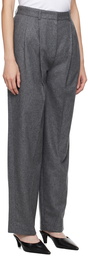 TOTEME Gray Double-Pleated Trousers