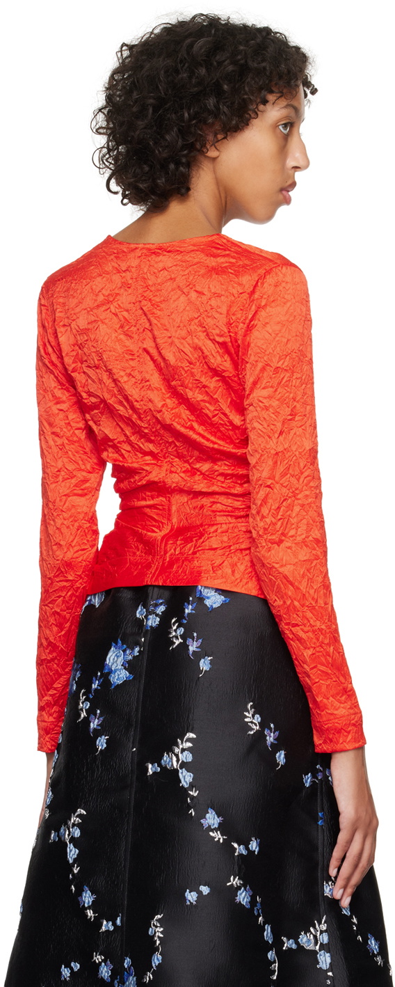 GANNI Red Crinkled Blouse GANNI