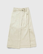 Ganni Herringbone Canvas Long Wrap Skirt Beige - Womens - Skirts