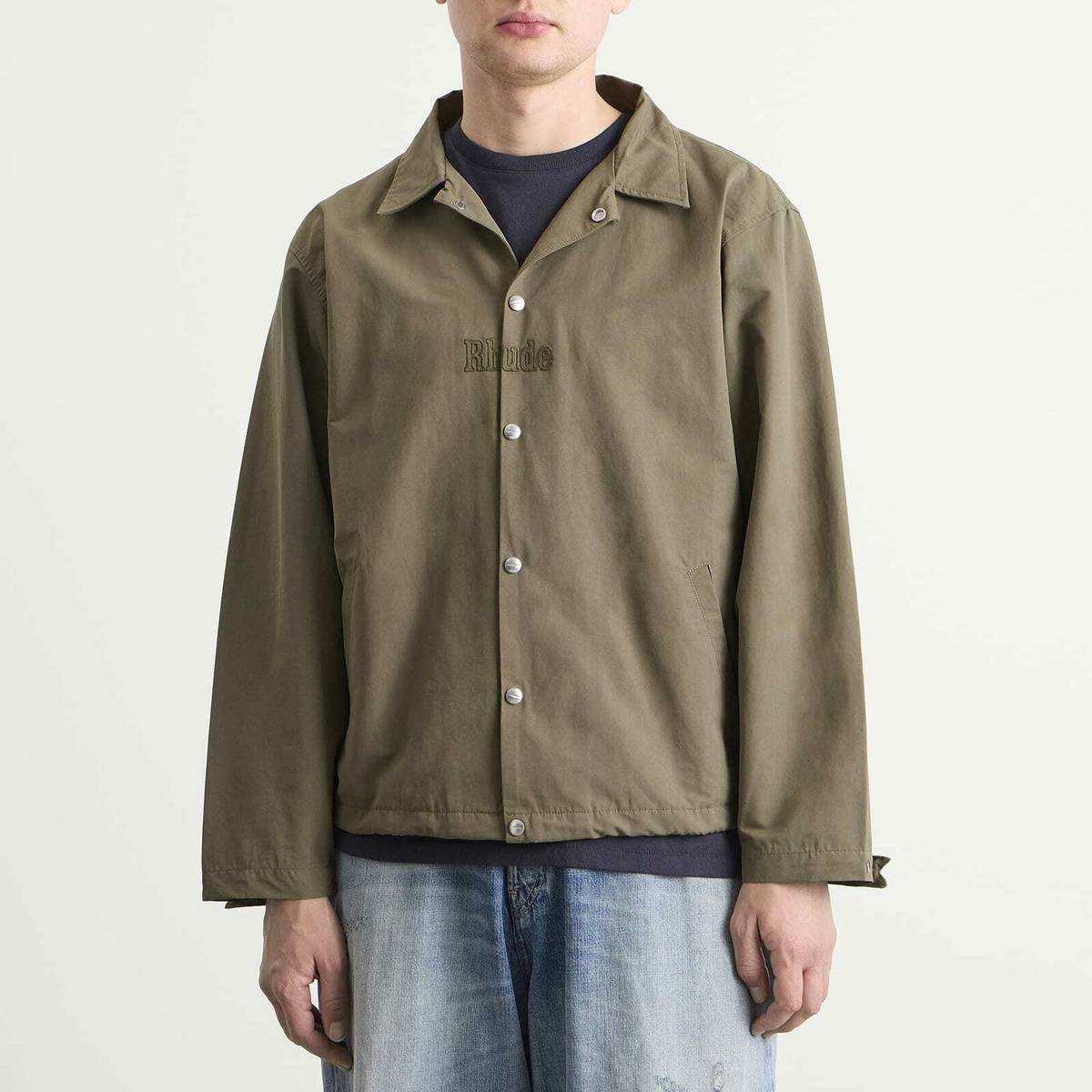 Rhude Men's Logo Coaches Jacket in Taupe/Taupe