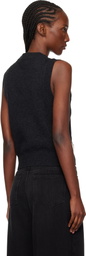 GANNI Gray Graphic Wool Sweater Vest