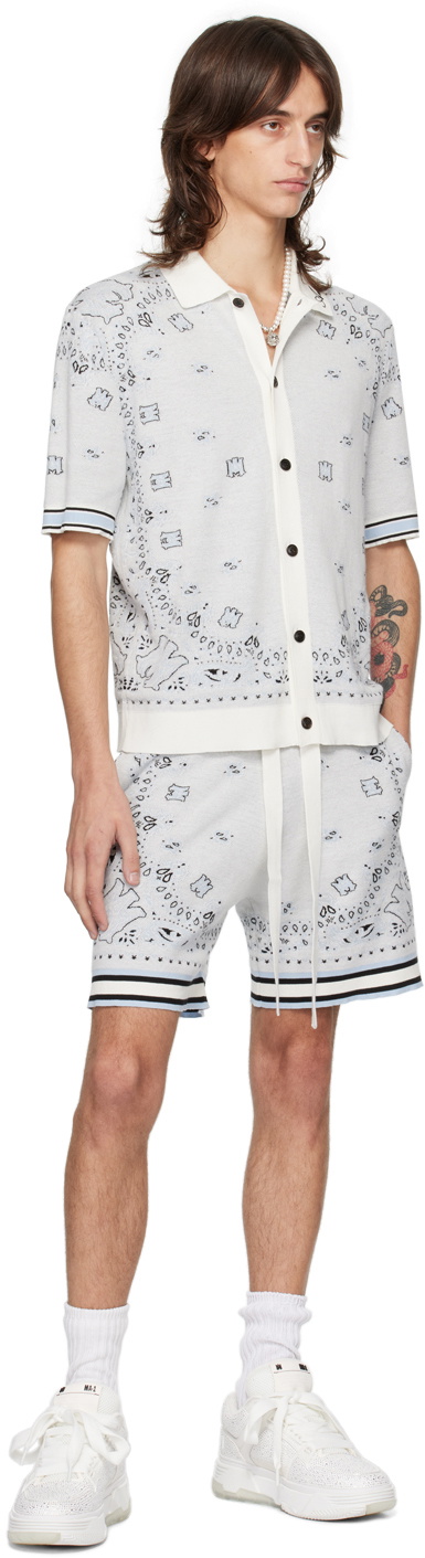 AMIRI White & Blue Bandana Shorts