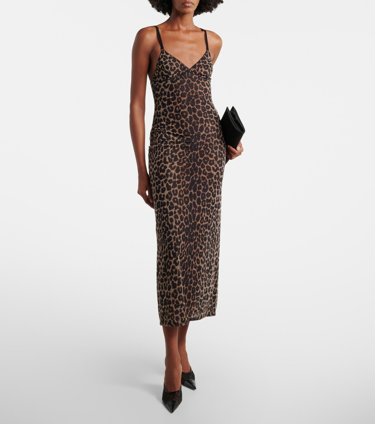 Saint Laurent Leopard-print tulle slip dress